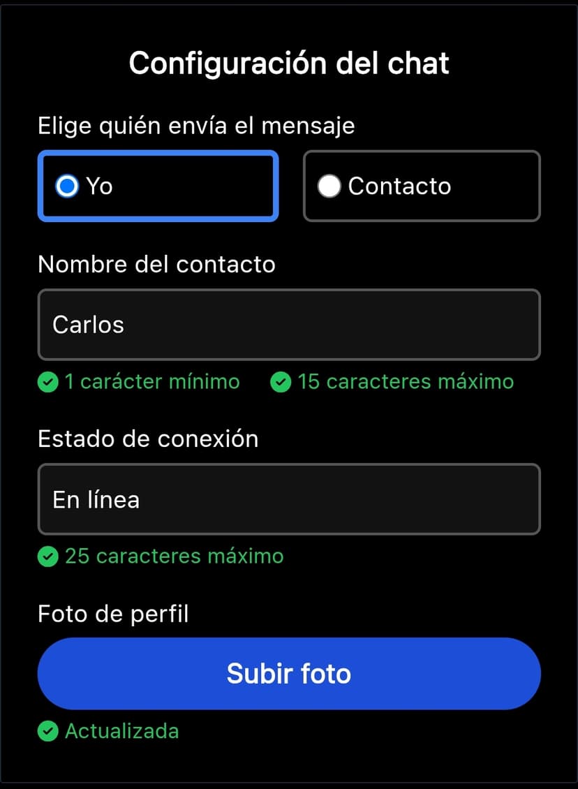 Configuración del chat